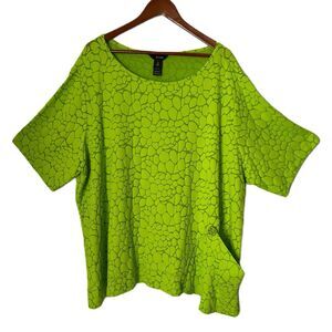 Ali Miles Top Women 3X Green Pocket Lagenlook Boho Flowy Relaxd Comfy Modern NWT